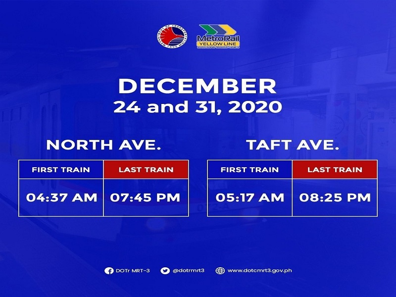 Biyahe ng MRT-3 ngayong bisperas ng Bagong Taon