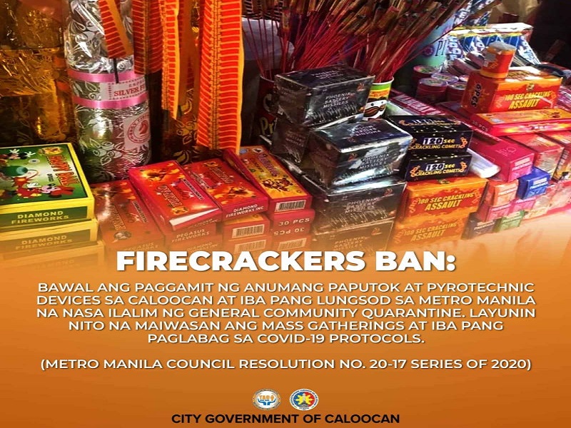 Bawal ang anumang uri ng paputok at at pyrotechnic devices sa Caloocan City