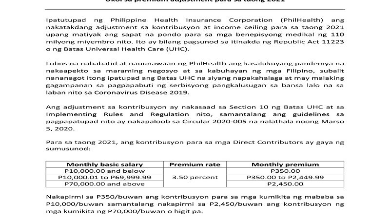 PhilHealth nagpaliwanag sa nakaambang pagtataas ng monthly contribution ng mga miyembro