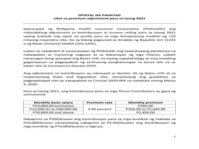 PhilHealth nagpaliwanag sa nakaambang pagtataas ng monthly contribution ng mga miyembro