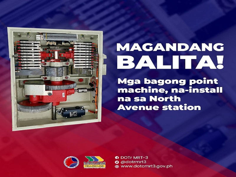 Mga bagong point machine, naikabit na sa North Avenue station ng MRT-3