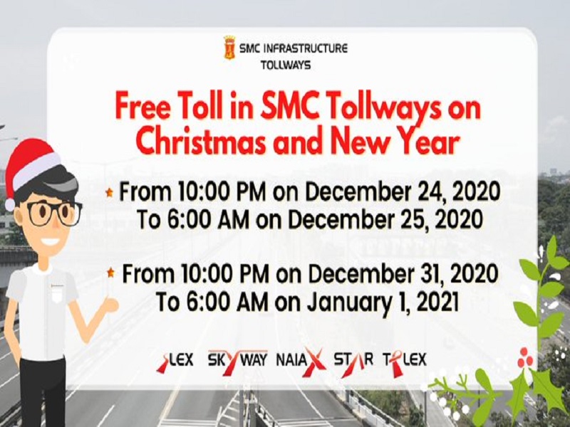 Toll sa SMC Tollways libre sa Pasko at Bagong Taon