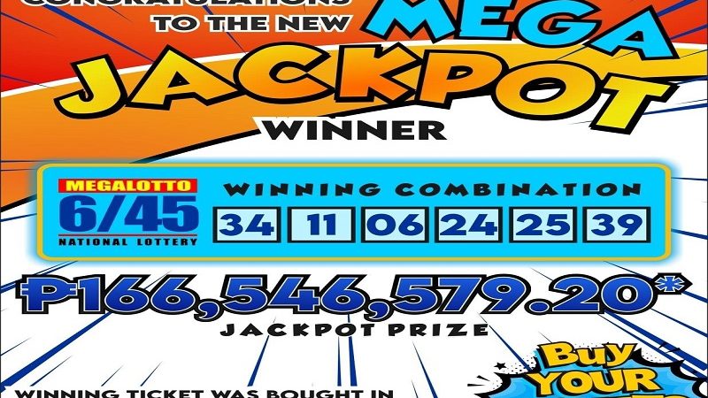 Bettor mula Malolos, Bulacan wagi ng P166M na jackpot sa lotto