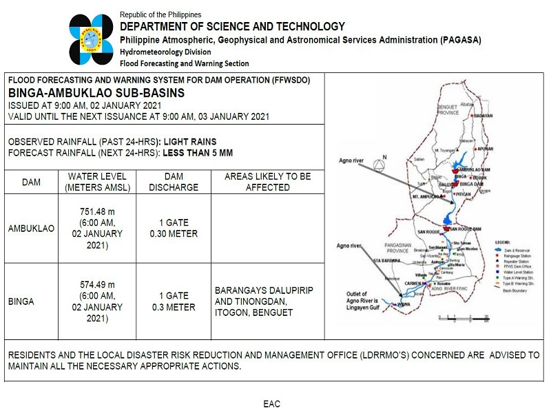 Ambuklao Dam at Binga Dam nagpapakawala ng tubig