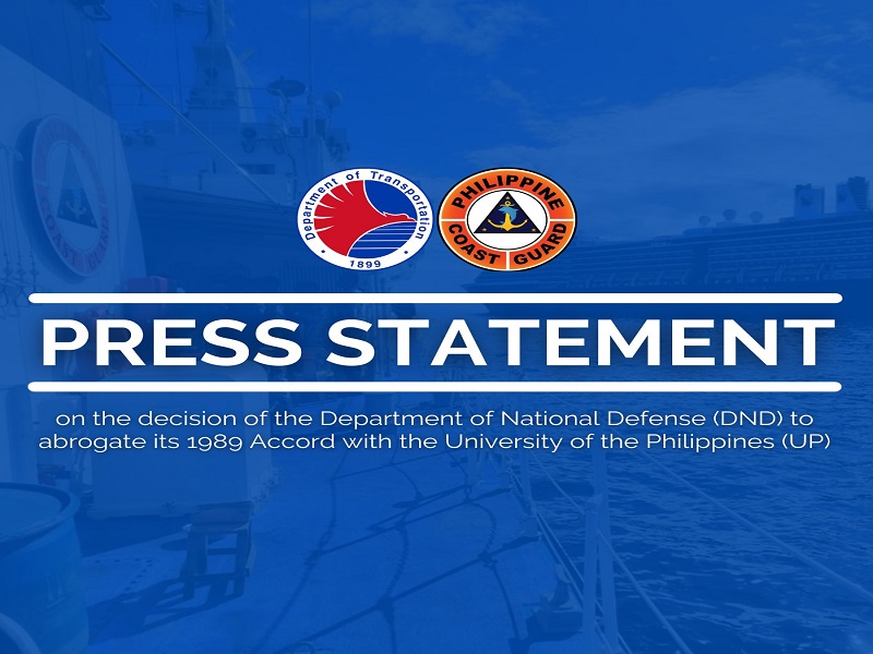 Pagpapawalang bisa sa DND-UP Accord suportado ng Coast Guard