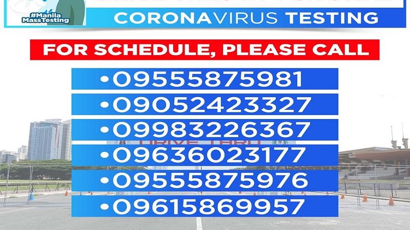 Manila City LGU nagdagdag pa ng mga numerong maaring tawagan para sa mga gustong mag-avail ng drive thru swab test