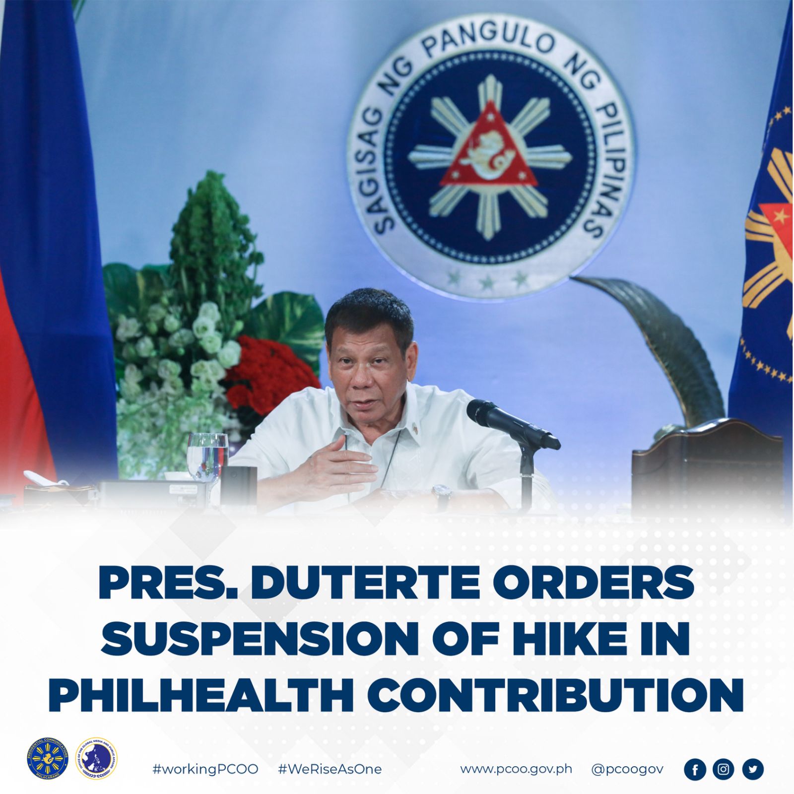 Suspensyon sa pagtataas ng PhilHealth contribution iniutos ni Pangulong Duterte