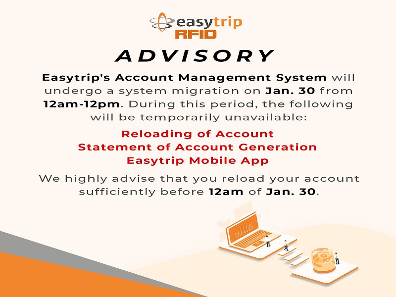 Easytrip sasailalim sa 14 na oras na system migration bukas