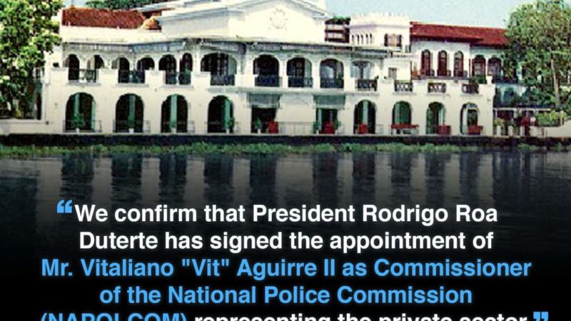 Dating Justice Sec. Vitaliano Aguirre itinalaga ni Pang. Duterte sa NAPOLCOM