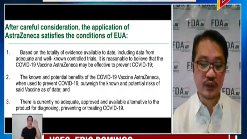 BREAKING: COVID-19 vaccine ng AstraZeneca pinagkalooban na ng EUA ng FDA
