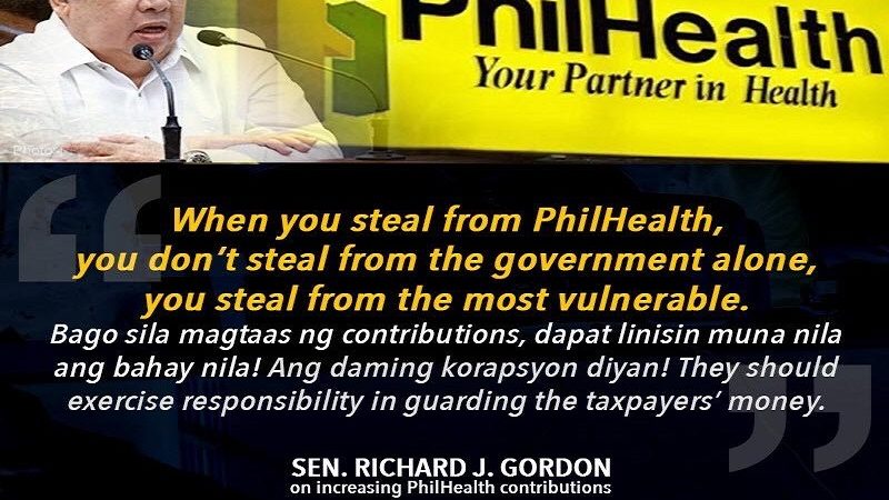 Gordon sa PhilHealth: Linisin niyo muna ang bahay n’yo bago magtaas ng kontribusyon