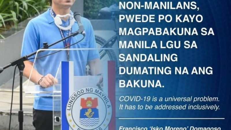 Mga trabahador sa Maynila, babakunahan din kontra COVID-19 kahit hindi residente sa lungsod