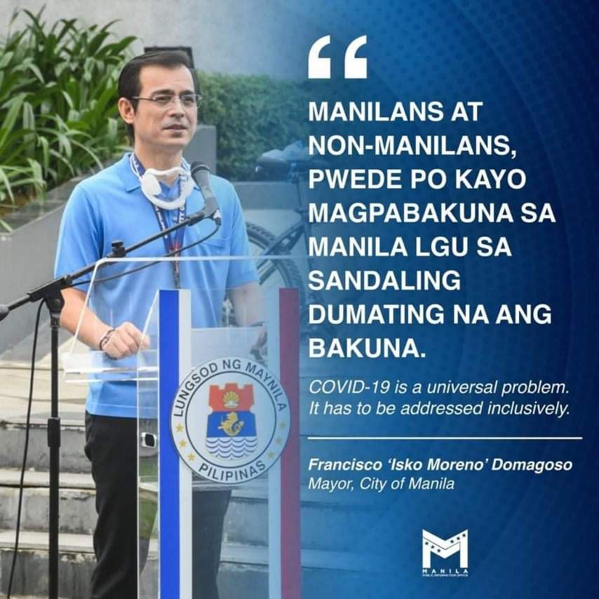 Mga trabahador sa Maynila, babakunahan din kontra COVID-19 kahit hindi residente sa lungsod