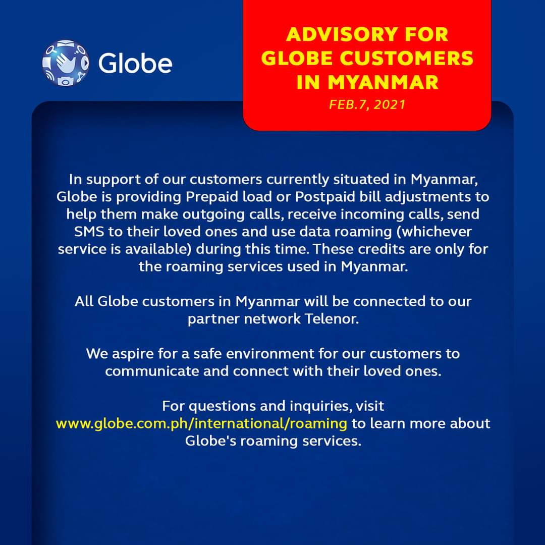 Globe tutulungan ang mga OFW sa Myanmar para makatawag, maka-text o makagamit ng roaming data