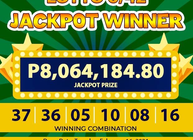 Lotto Bettor mula Las Piñas wagi ng mahigit P8M jackpot sa 6/42