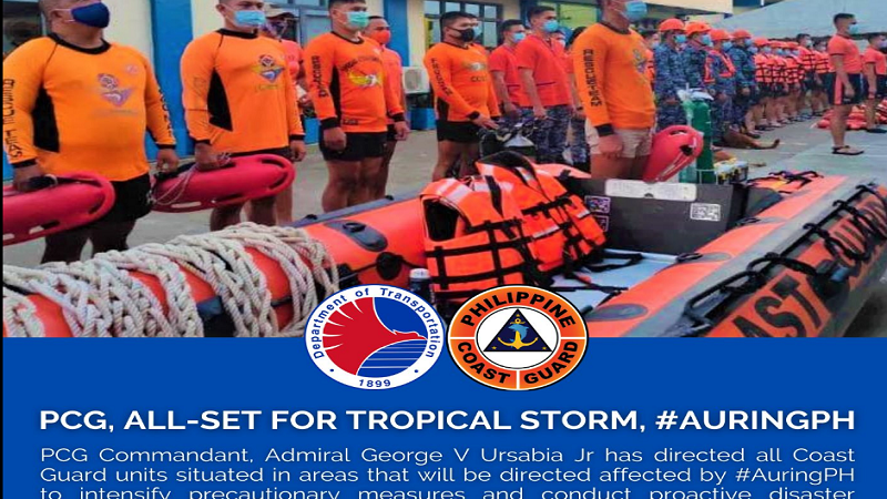 Coast Guard nagtaas na ng heightened alert sa mga lugar na tatamaan ng bagyong Auring