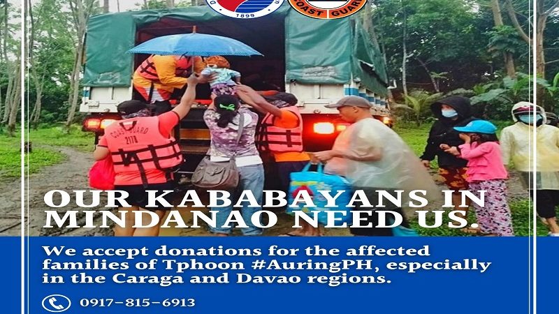 Coast Guard nanawagan ng tulong para sa mga naapektuhan ng bagyong Auring sa Mindanao