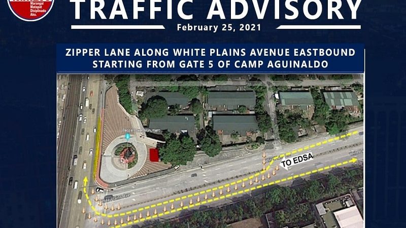 Zipper lane ipatutupad sa White Planes Ave. sa paggunita ng EDSA People Power Anniversary