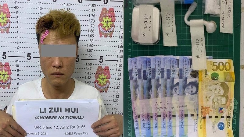 Chinese arestado sa buy bust sa Pasay; barberya binangga nang magtangkang tumakas