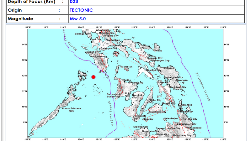 San Jose, Occidental Mindoro niyanig ng magnitude 5.0 na lindol