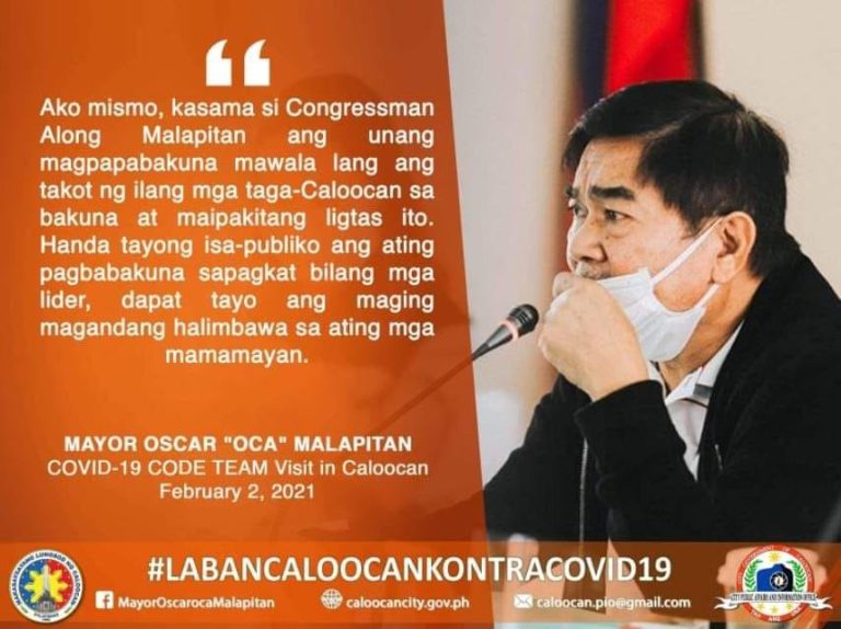 Caloocan Mayor Oscar Malapitan, Unang Magpapabakuna Kontra COVID-19 ...