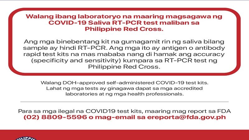 Red Cross sinabing sila lang ang laboratoryo na maaring magsagawa ng COVID-19 Saliva RT-PCR test