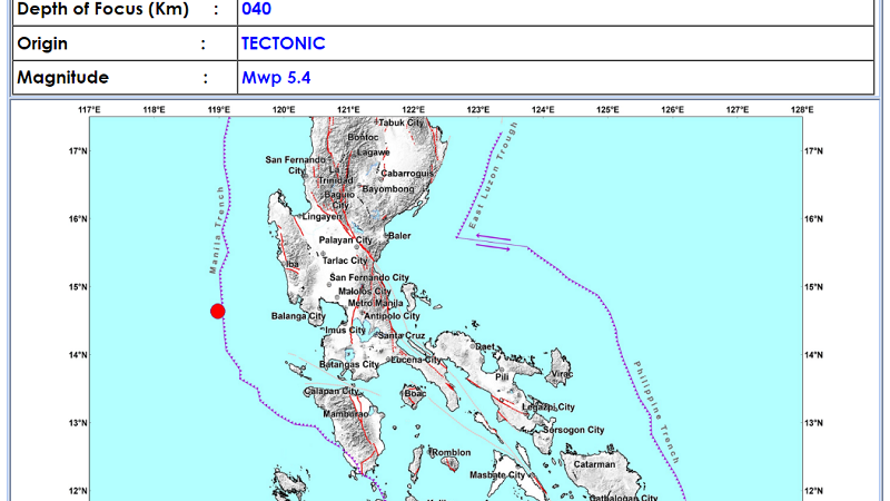 San Antonio, Zambales niyanig ng magnitude 5.4 na lindol