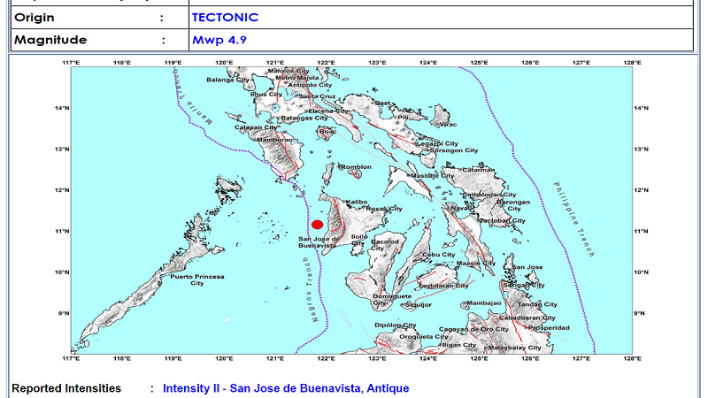 Barbaza, Antique niyanig ng magnitude 4.9 na lindol