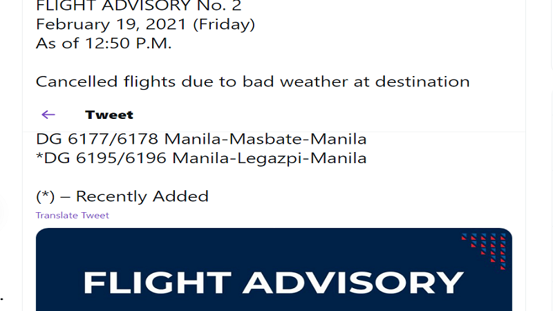 Ilang flights sa NAIA kanselado na dahil sa sama ng panahon