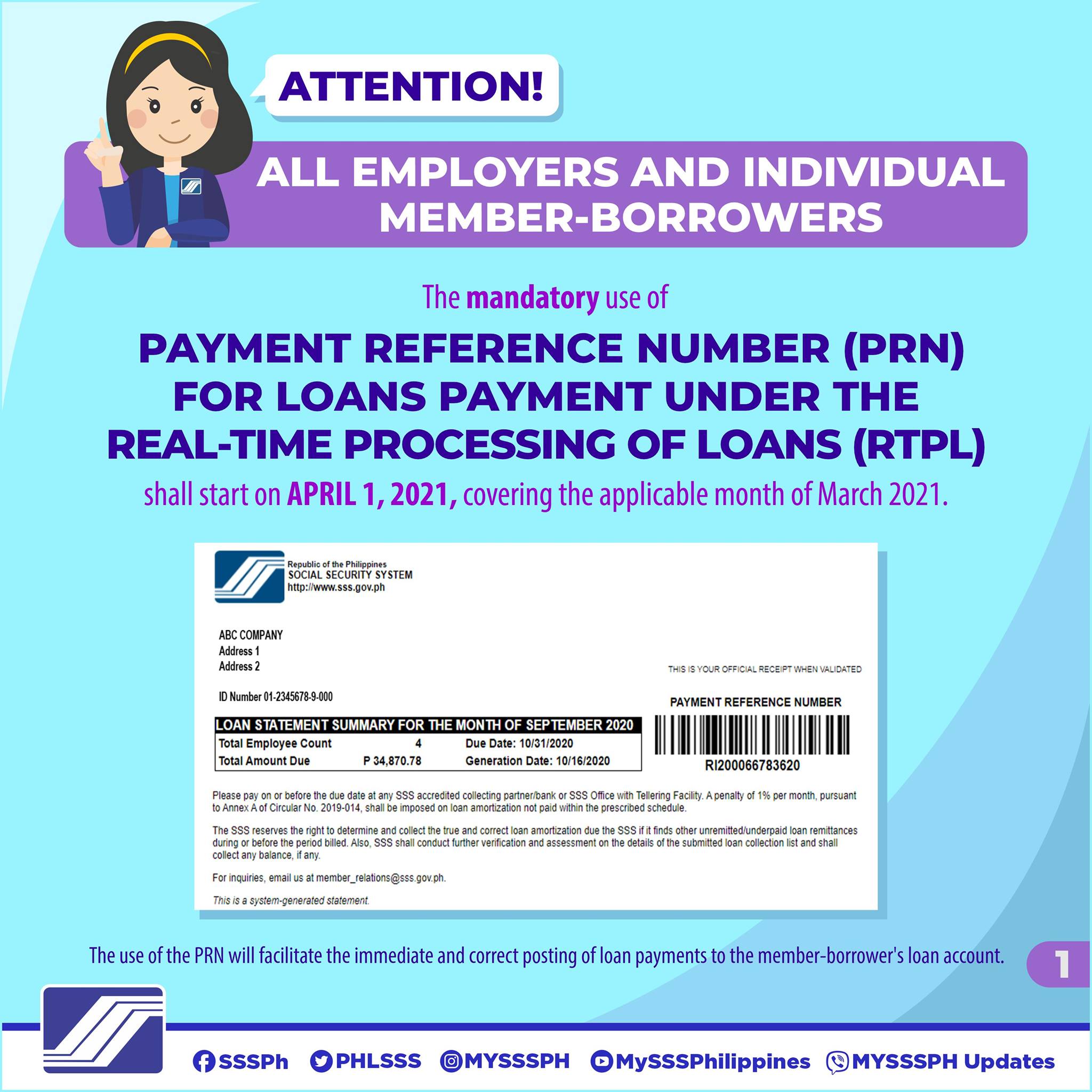 Mandatory na paggamit ng PRN para sa pagbabayad ng loan ipatutupad na ng SSS simula April 1