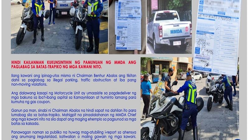 Dalawang kawani ng MMDA pina-isyuhan ng ticket ni Chairman Abalos dahil sa illegal parking