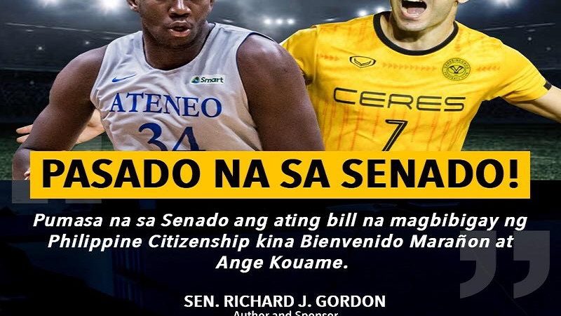 Panukalang batas para bigyan ng PH Citizenship si Bienvenido Marañon at Ange Kouame pasado na sa Senado