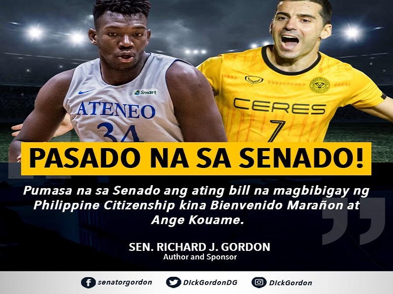 Panukalang batas para bigyan ng PH Citizenship si Bienvenido Marañon at Ange Kouame pasado na sa Senado