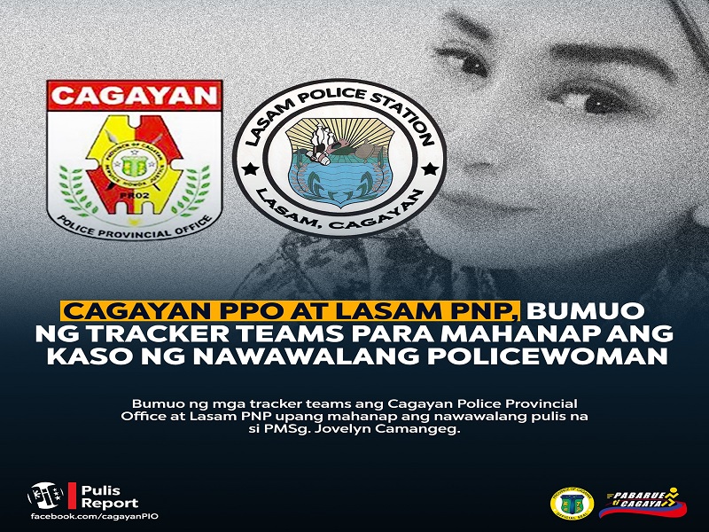 Cagayan Police bumuo ng tracker teams para mahanap ang nawawalang policewoman