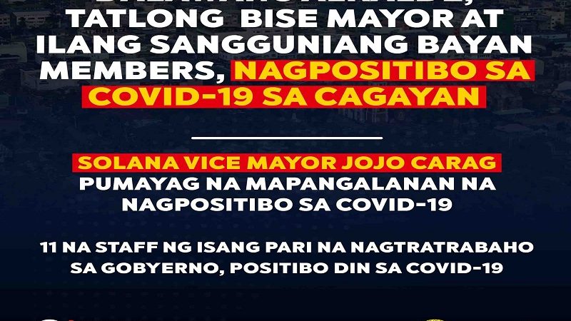 2 mayor, 3 vice mayor, at ilang miyembro ng sangguniang bayan sa Cagayan nagpositibo sa COVID-19