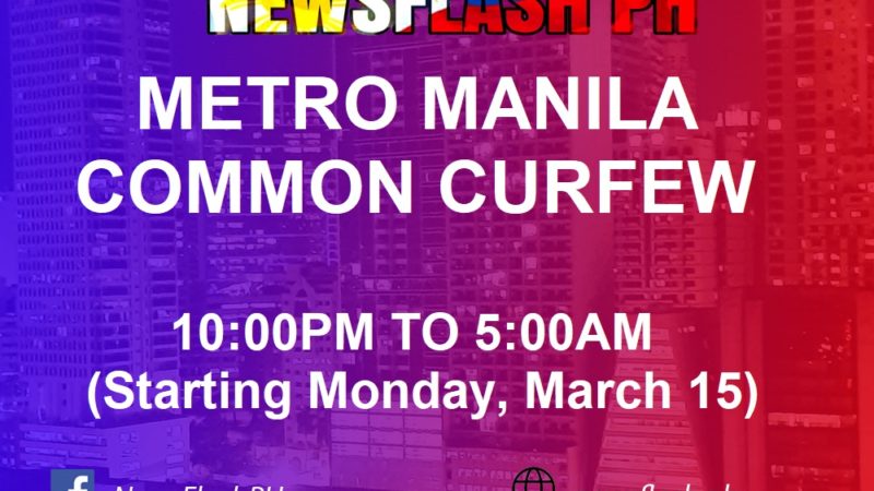 Common curfew ipatutupad sa Metro Manila simula sa Lunes dahil sa pagdami muli ng kaso ng COVID-19