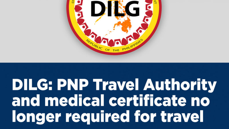 Travel authority, medical certificate hindi na kailangan sa pagbiyahe – DILG