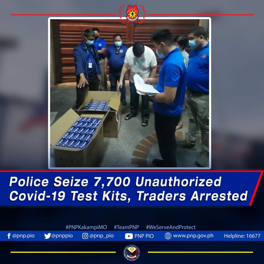 Mahigit 7,000 hindi otorisadong COVID-19 test kits nakumpiska ng PNP sa Navotas