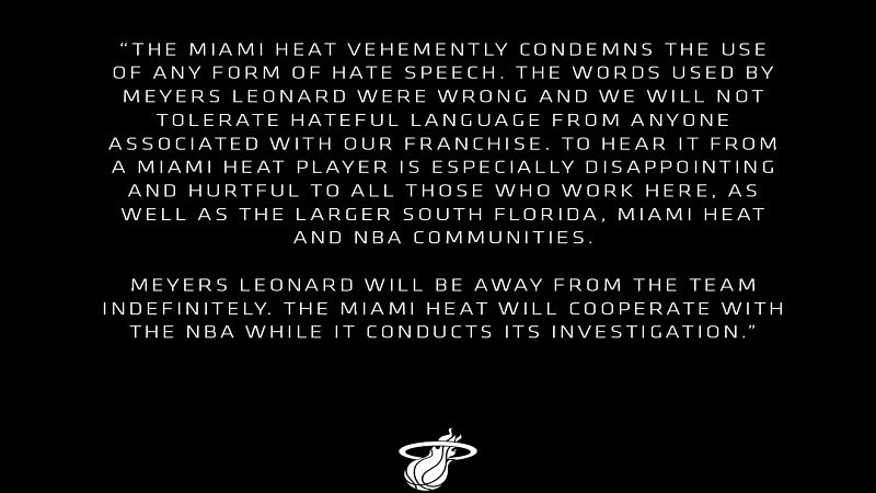 Leonard Meyers tinanggal sa Miami Heat dahil sa paggamit ng “hateful language” habang naka-live stream sa Call of Duty