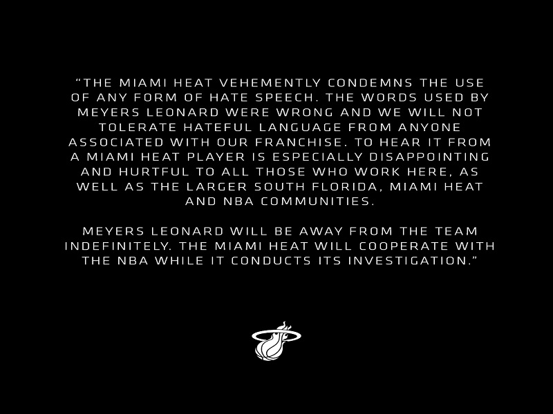 Leonard Meyers tinanggal sa Miami Heat dahil sa paggamit ng “hateful language” habang naka-live stream sa Call of Duty