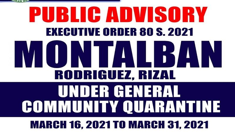 WATCH: Bayan ng Montalban sa lalawigan ng Rizal isinailalim sa General Community Quarantine