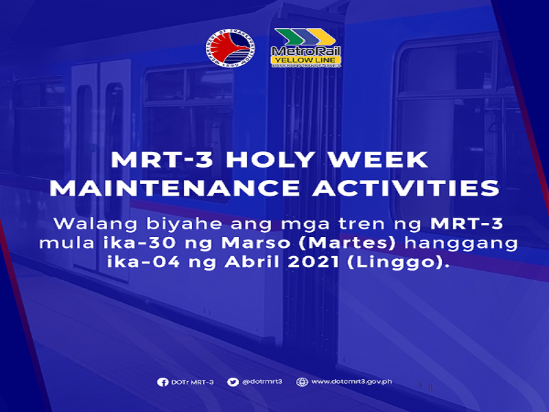 MRT-3 sasailalim sa maintenance sa Holy Week