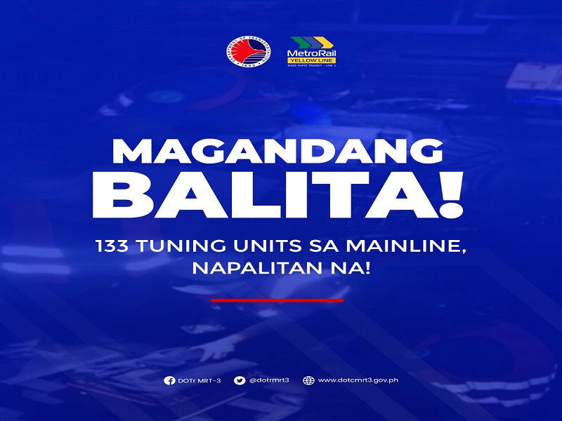 133 tuning units sa main line ng MRT-3, napalitan na