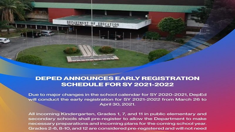 Schedule ng early registration para sa School Year 2021-2022 inanunsyo na ng DepEd