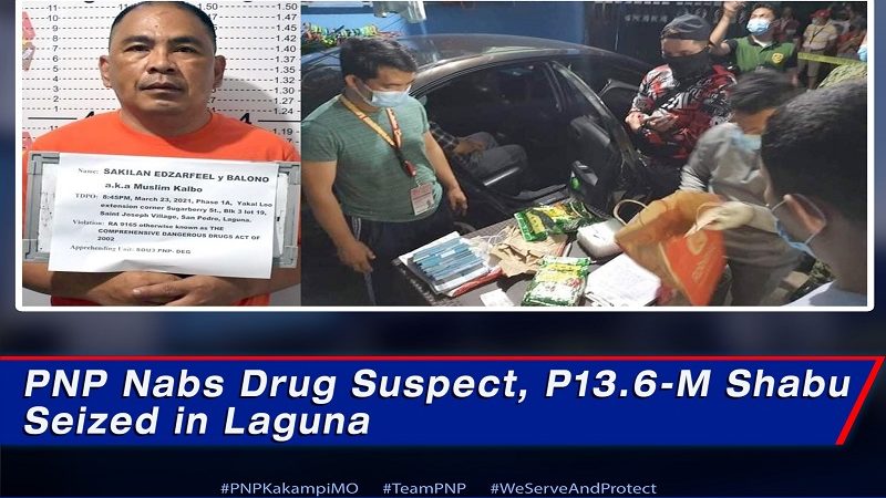 P13.6M na halaga ng shabu nakumpiska sa isang drug suspect sa Laguna