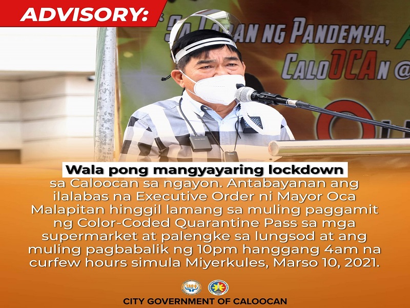 Walang ipatutupad na lockdown sa Caloocan – Malapitan