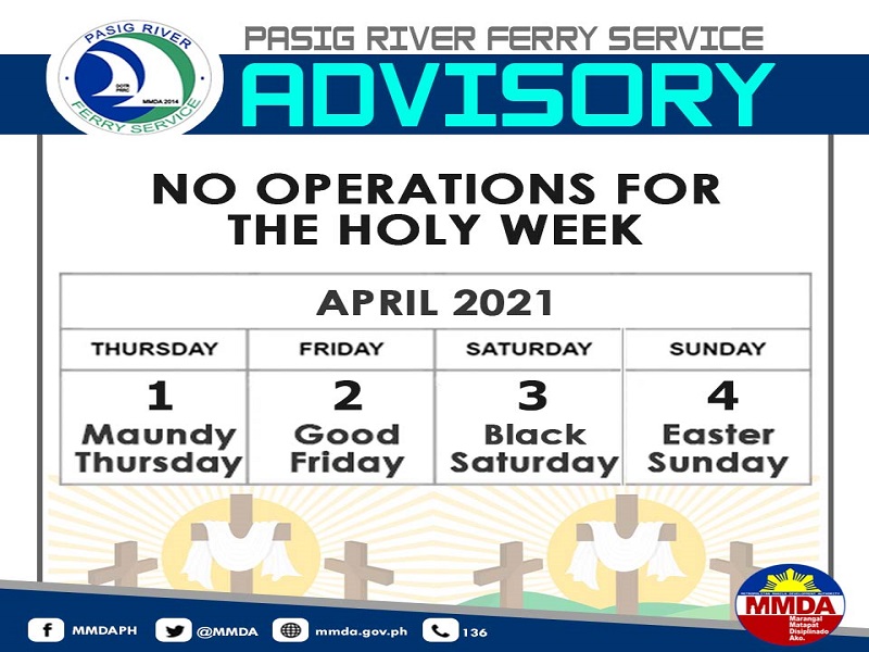 Biyahe ng Pasig River Ferry suspendido sa Holy Week