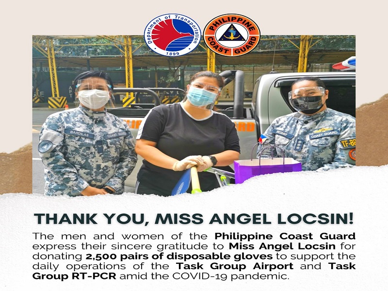 Angel Locsin nag-donate ng disposable gloves sa Coast Guard