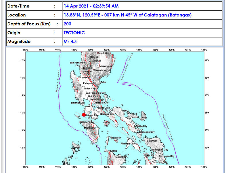 Calatagan, Batangas niyanig ng magnitude 5.0 na lindol