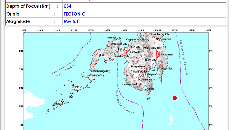 Jose Abad Santos, Davao Occidental niyanig ng magnitude 5.1 na lindol